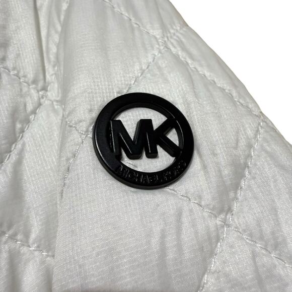 Michael Kors White & Black Trim Quilted Nylon jacket with Hood & Pockets Medium - Picture 3 of 9